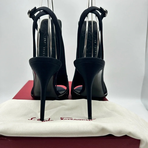 Salvatore Ferragamo Lascari Satin & Suede Rhinestone Sandal Women 6.5 - Picture 5 of 16